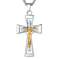 gift men and women crucifix cross necklace platinumstainless18k gold plated cross crucifix pendant with chain cp498