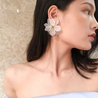 women girls korean style exaggerated flower earrings boutique elegant plant ear rings vintage jewelry wedding party earring gift