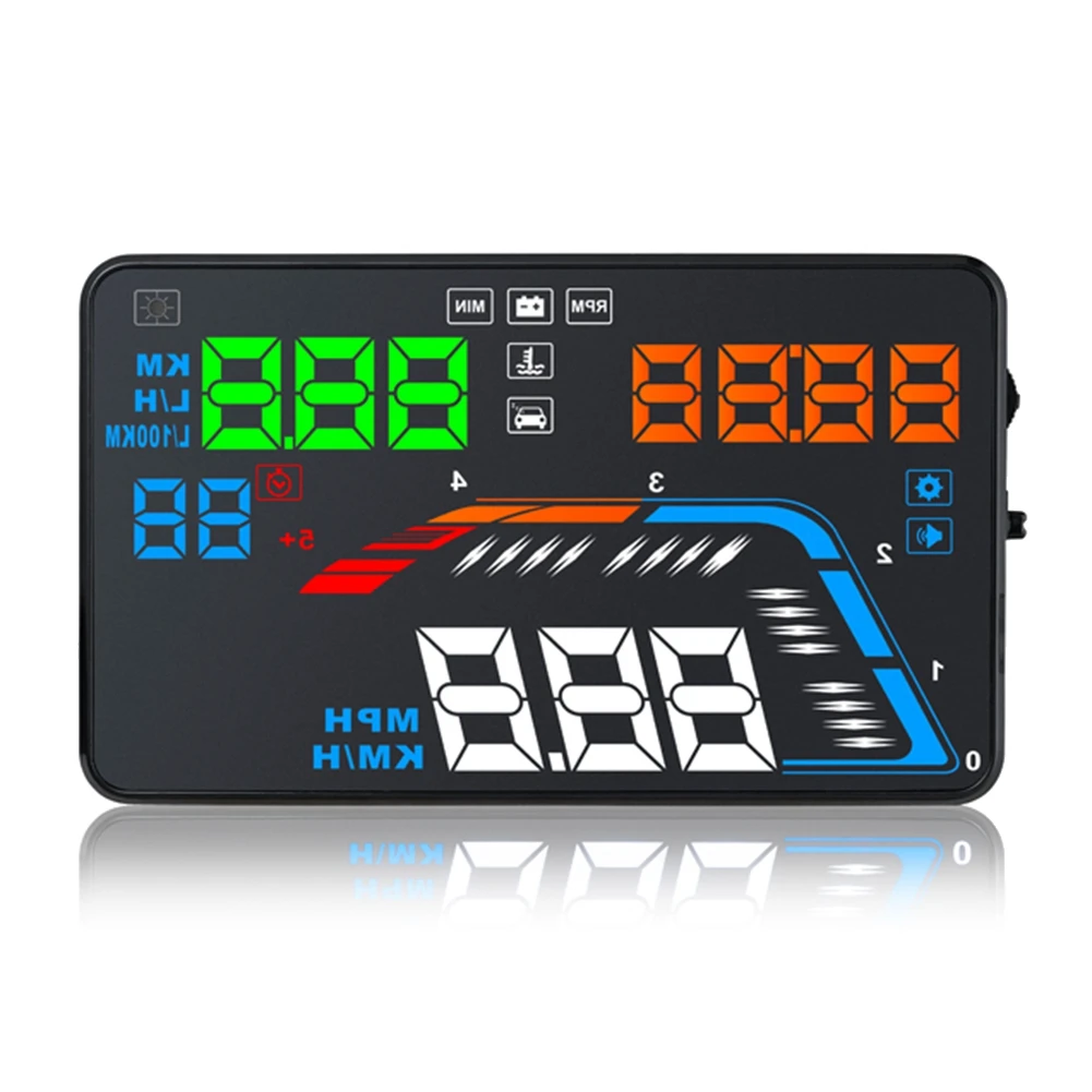 

Цифровой спидометр OBD2, проектор на лобовое стекло, превышение скорости двигателя, сигнализация об отказе, GPS, дисплей на лобовое стекло для а...
