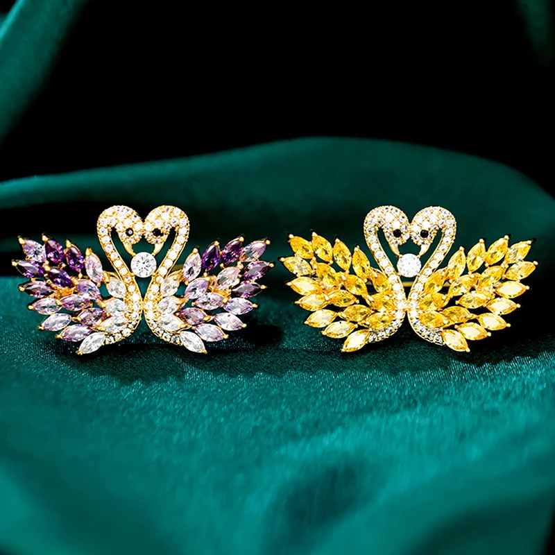 Модная страза Double Swan Brooch для женской женской вечеринки корсаж украшения ювелирные аксессуары бруш
