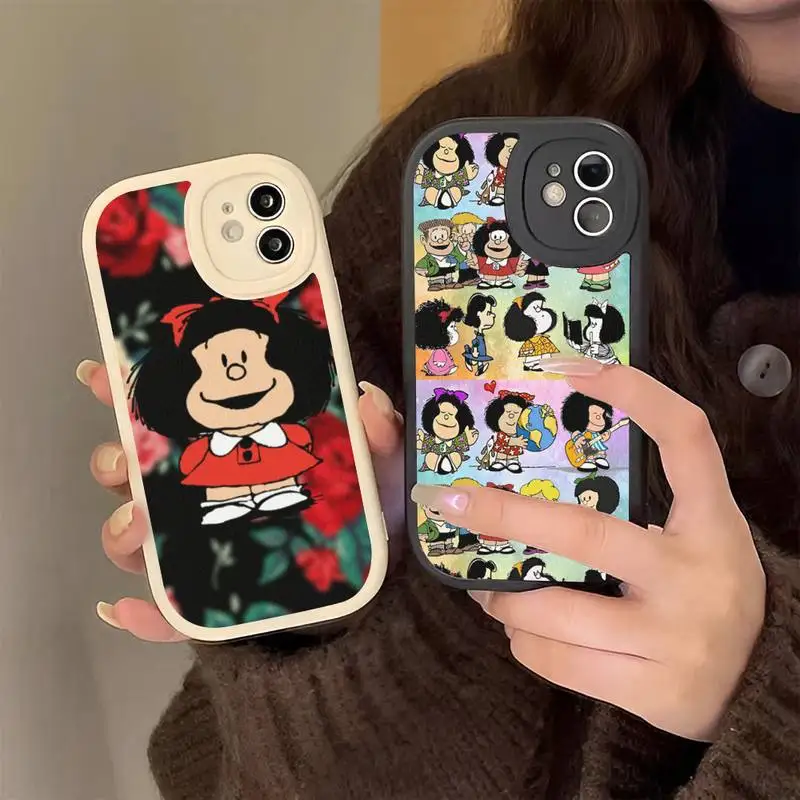 

Mafalda Girl Phone Case Hard Leather Phone Case for iPhone 13 12 Mini 11 14 Pro Max Xs X Xr 7 8 Plus 6 6s Se 2022 silicone Cover