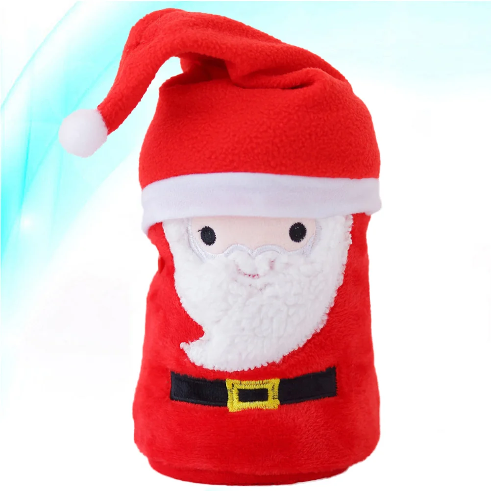 

1 Pc Santa Claus Hat and Flannel Blanket Set Christmas Creative Fluffy Blanket Kids Sleeping Blanket
