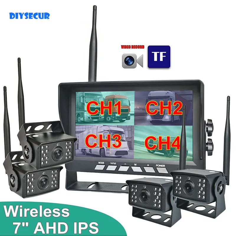 DIYSECUR Беспроводной 7-дюймовый AHD IPS DVR монитор 720P высокой четкости ночного видения