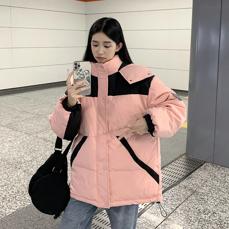 Korean Style Winter Parkas Jacket For Women Hooded Spliced Clothes Military Oversized Female Padded Thicken Coat Jacket