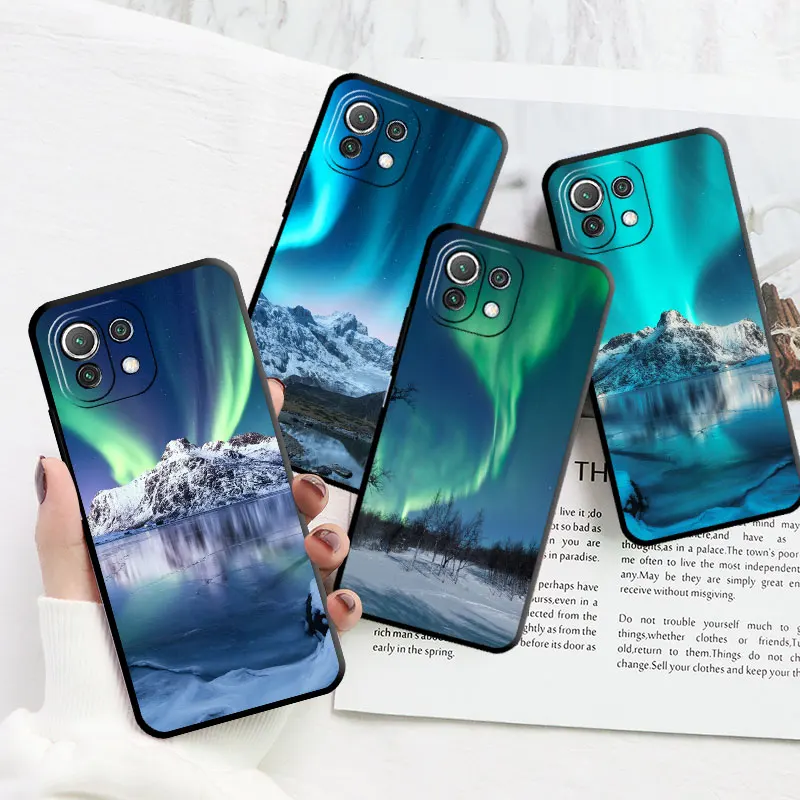 

Case For Xiaomi Mi 11 Lite 5G NE 11T Pro 12S Ultra 12 Soft Phone Cover Note 10 10T 9T Black Silicone Funda Beautiful Aurora Capa