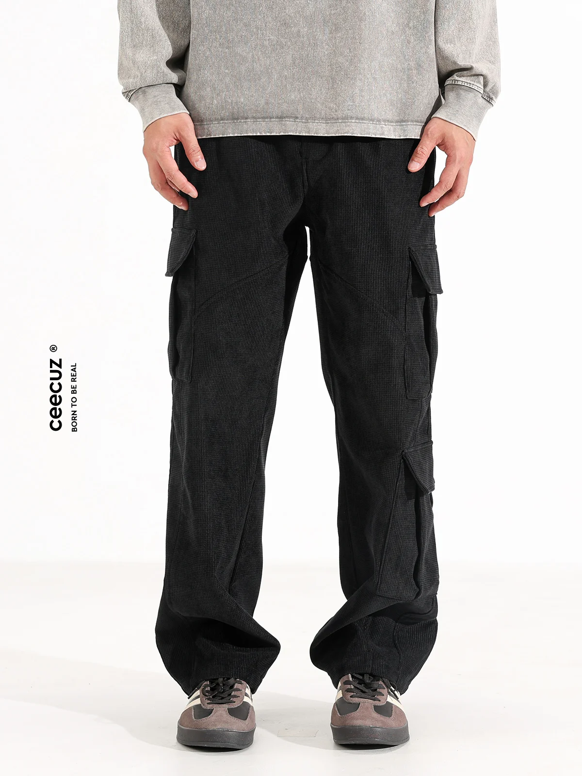 Ceecuz комбинезон с несколькими карманами и тяжелой текстурой мужские осенние