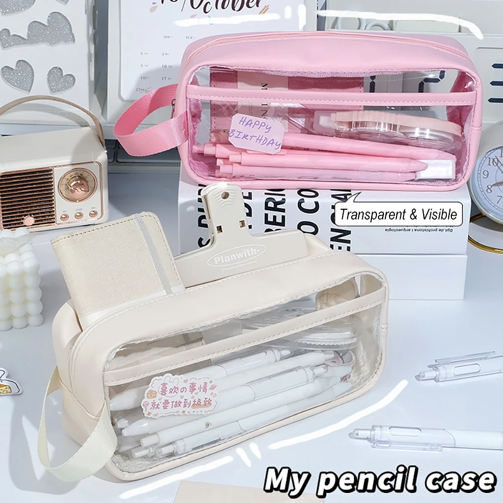 Case Student Stationery Storage Waterproof Zipper Bag Deskto