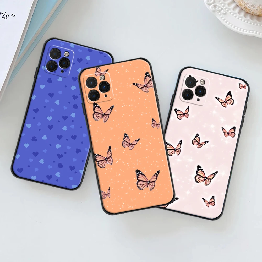 

Phone Case For iPhone 6 7 8 6S Plus X XR XS 11 12 13 Pro MAX Mini SE 2020 Soft TPU Funda Butterfly Love Simplicity Back Cover