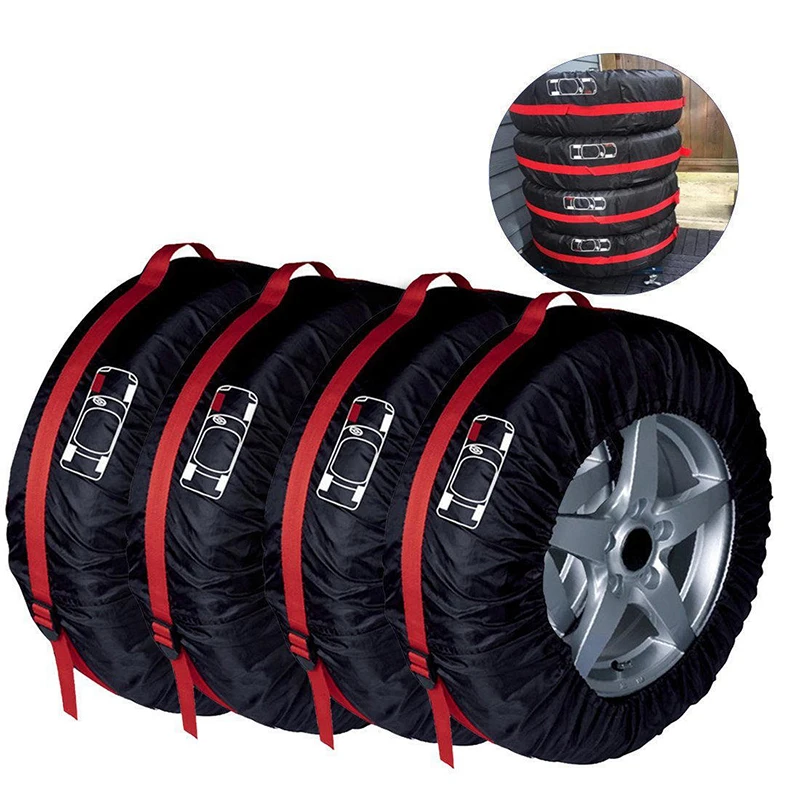 4Pcs/Lot Car Spare Tire Cover Case Polyester Auto Wheel Tires Storage Bags Vehicle Tyre Accessories Dust-proof Protector Styling |