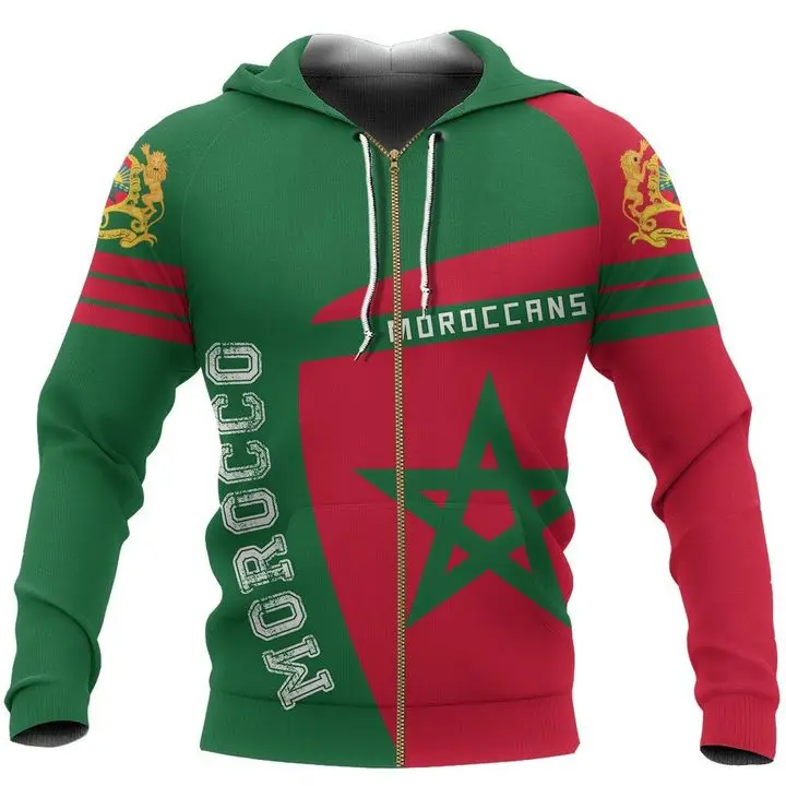 

Morocco Emblem 3D Hoodie With Coat Of Arms Country 3D Print Zipper Hoodie Man Female Pullover Sweatshirt Hooded Casual