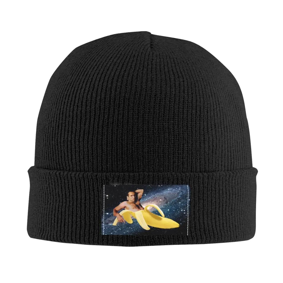 

Nicolas Cage In A Banana Beanie Cap Unisex Winter Warm Bonnet Femme Knit Hats Outdoor Space Skullies Beanies Hats For Men Women