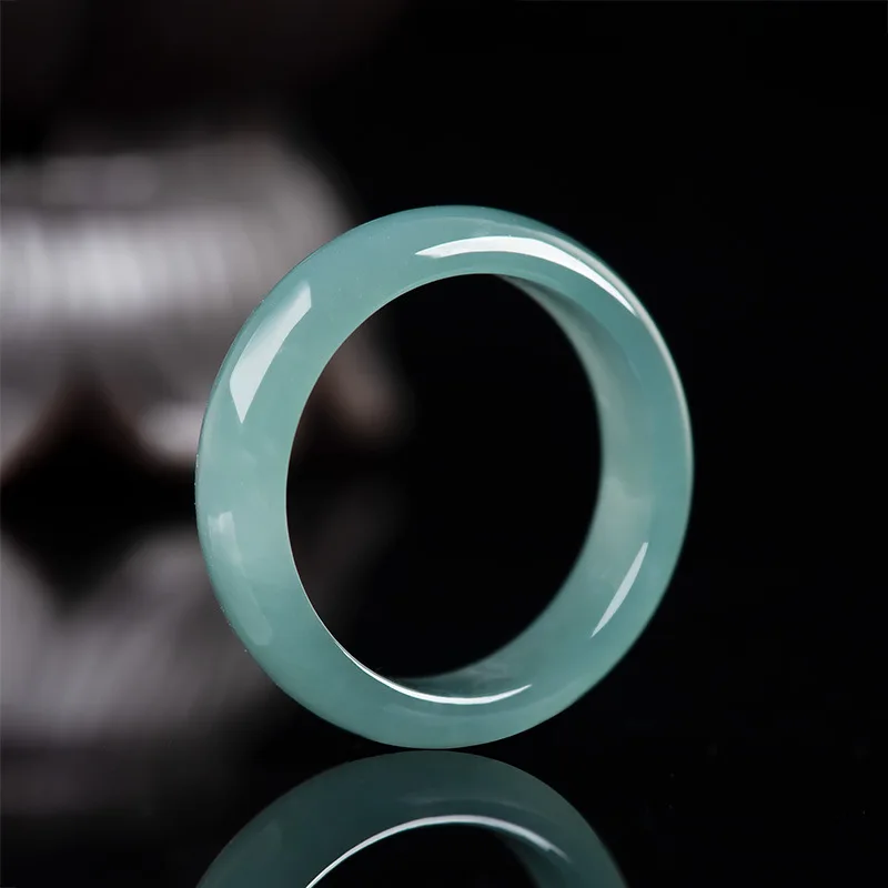 

Inner Diameter 15mm-19mm Natural A-goods Emerald Blue Water Ring Men's Women's Gifts Ice Jade Wholesale Jewelry Drop Shipping