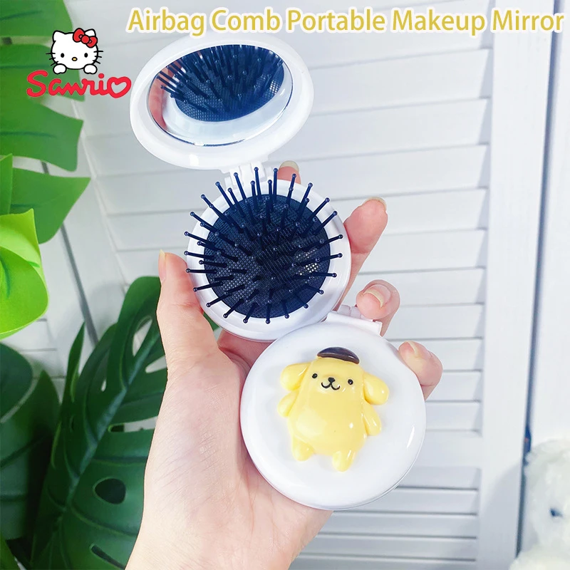 

Sanrio Kuromi My Melody Cinnamoroll Air Bag Comb Vanity Mirror Anime Figure Kawaii Clamshell Portable Simple Girl Birthday Gift