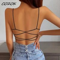cozok fitness sports bra for women push up wirefree bh crisscross strappy running gym training workout yoga underwear crop tops