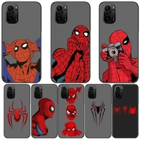marvel spiderman matte phone case for xiaomi redmi poco f1 f2 f3 x3 pro m3 9c 10t lite nfc black cover silicone back prett mi 10