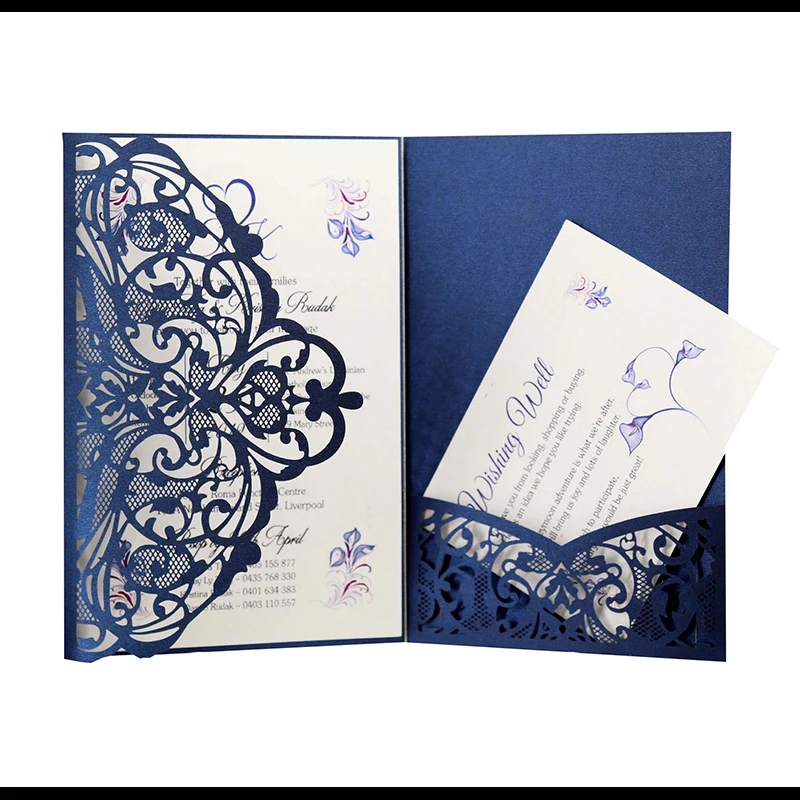 

25pcs Multi Color Elegant Laser Cut Wedding Invitation Card Greeting Card Customize Business With RSVP Card Decor Party Supplies