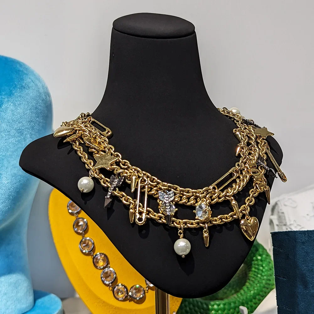 

Европейский и американский Ретро средневековый многослойный элемент в форме сердца кулон в виде стрелы ожерелье для женщин ювелирные изделия