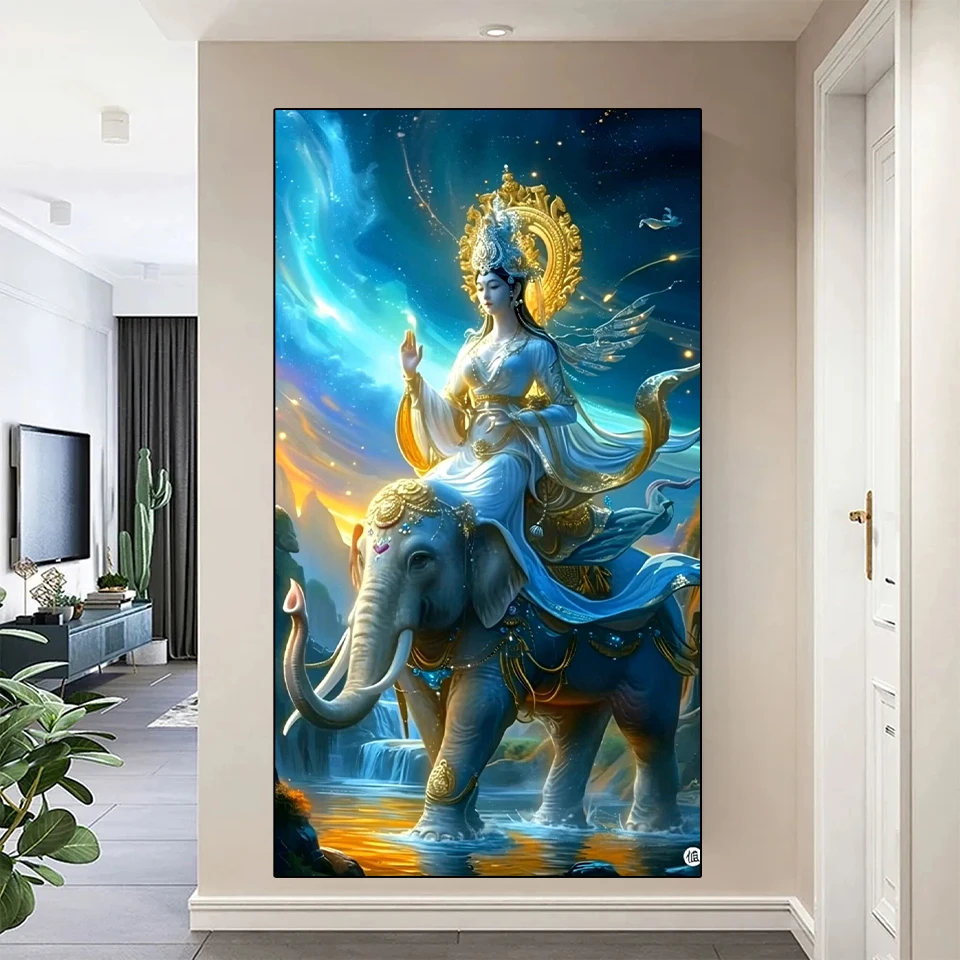 Религиозная алмазная живопись 5DDIY крест вышитая статуя Будды слон полностью