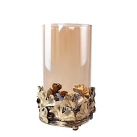light luxury metal glass candle holder for home decoration