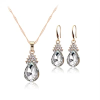 personality jewelry fashion crystal angel tears necklace earrings two piece set weddings party casual jewelry set gifts