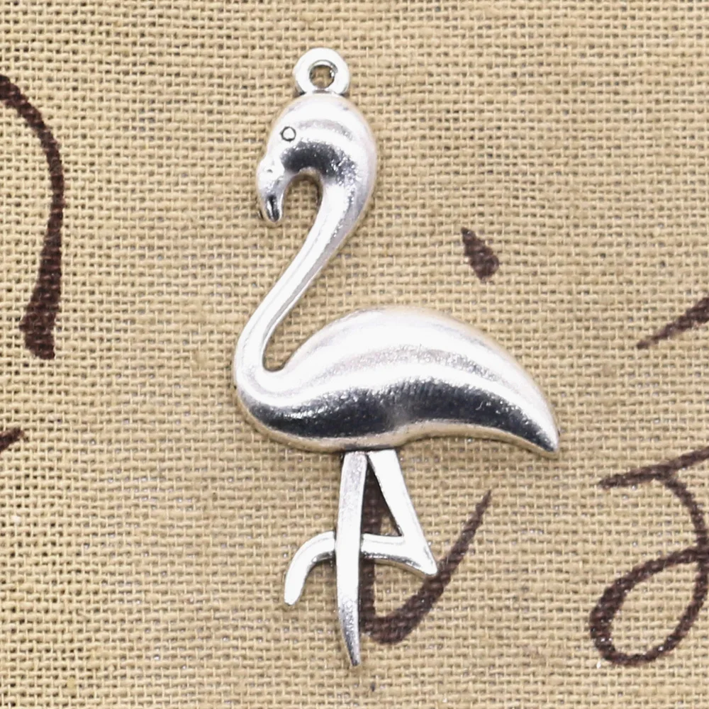 

6pcs Charms single stand crane flamingo 25x46mm Antique Bronze Silver Color Pendants Making DIY Handmade Tibetan Finding Jewelry