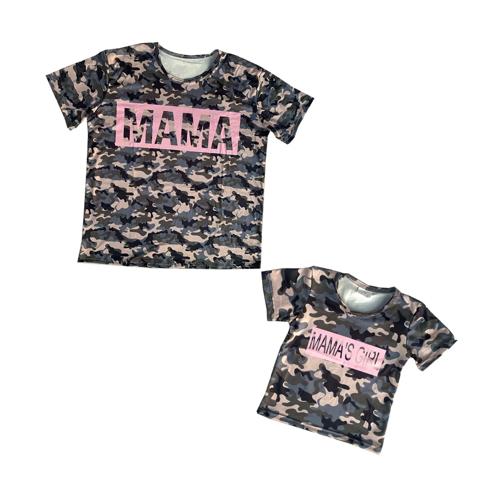 

Boutique Kids Raglan Short Sleeve T-shirt Camouflage Mommy And Me Shirt Children Clothes
