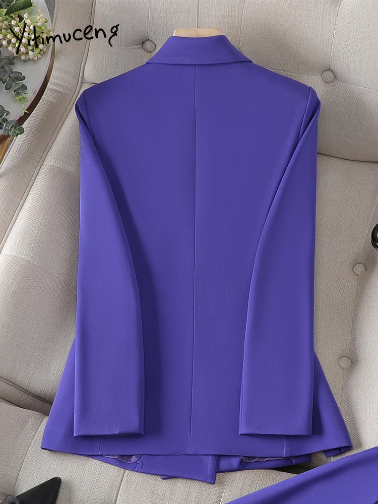 Yitimuceng 2023 элегантный однотонный официальный Блейзер куртка для женщин Осень Зима