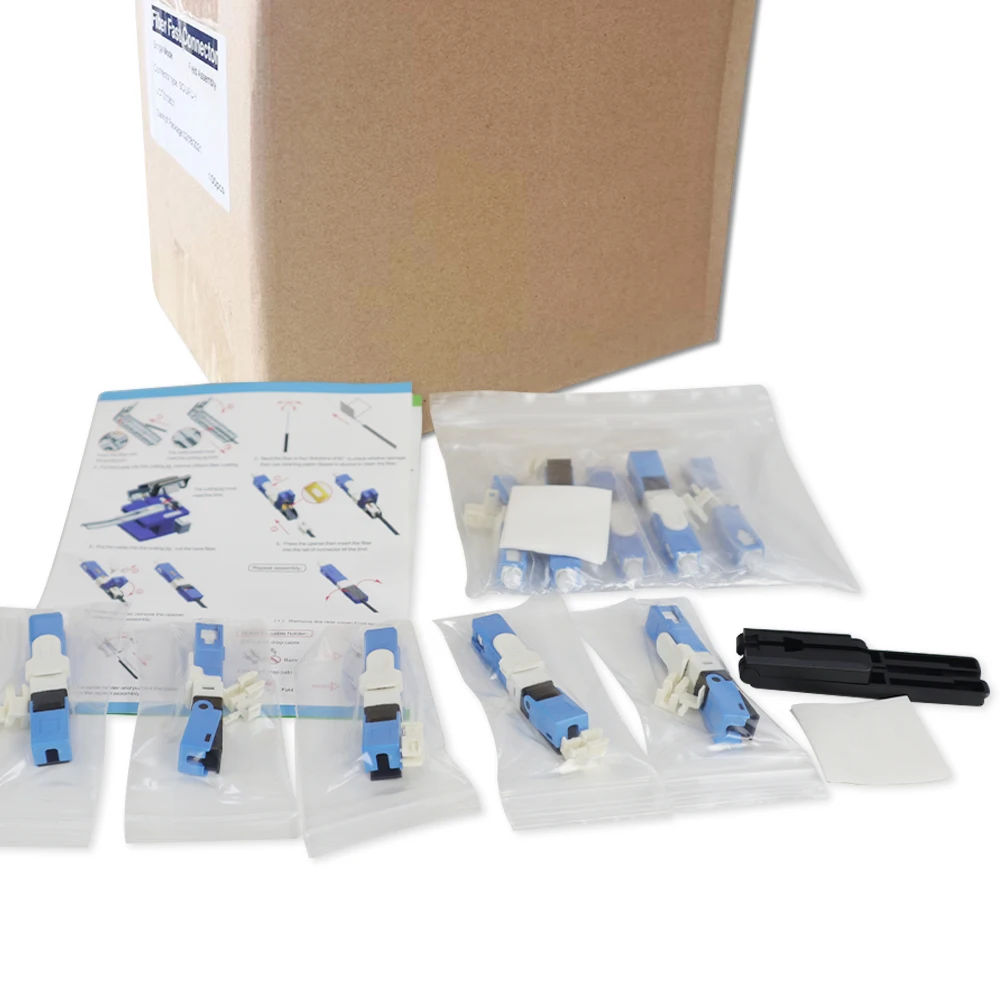 OPTFOCUS 50 PCS Kits Single Mode Optical Fibra Connecter For Fiber Optic Cable SC APC UPC Fiber Fast Connector Rapid Connectors
