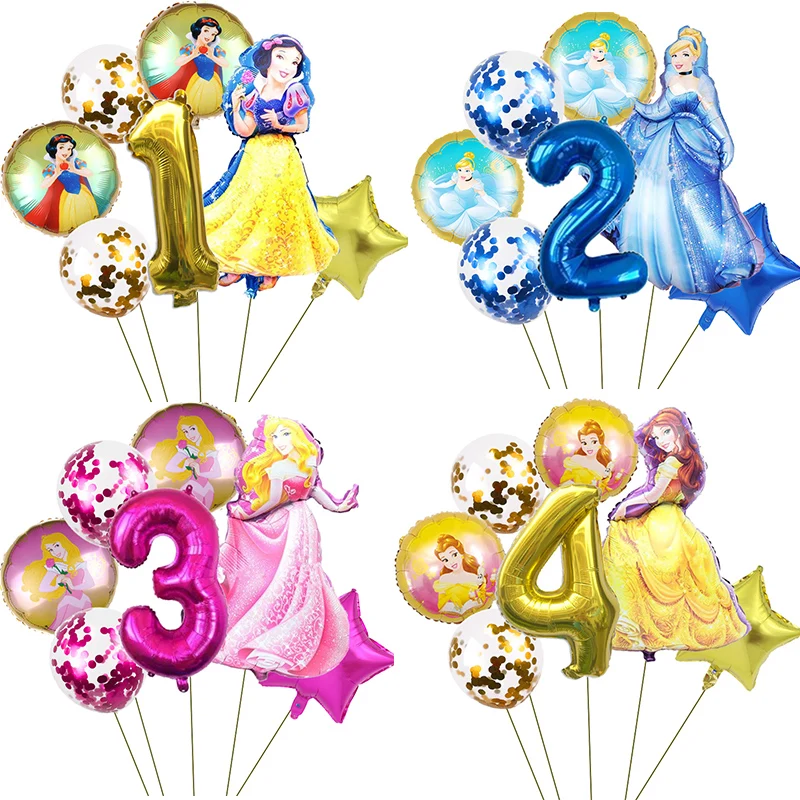

7pcs/Set Disney Princess Cinderella Foil Balloon Snow White Birthday Party Decoration Kids Toys Party Supplies Helium Globos
