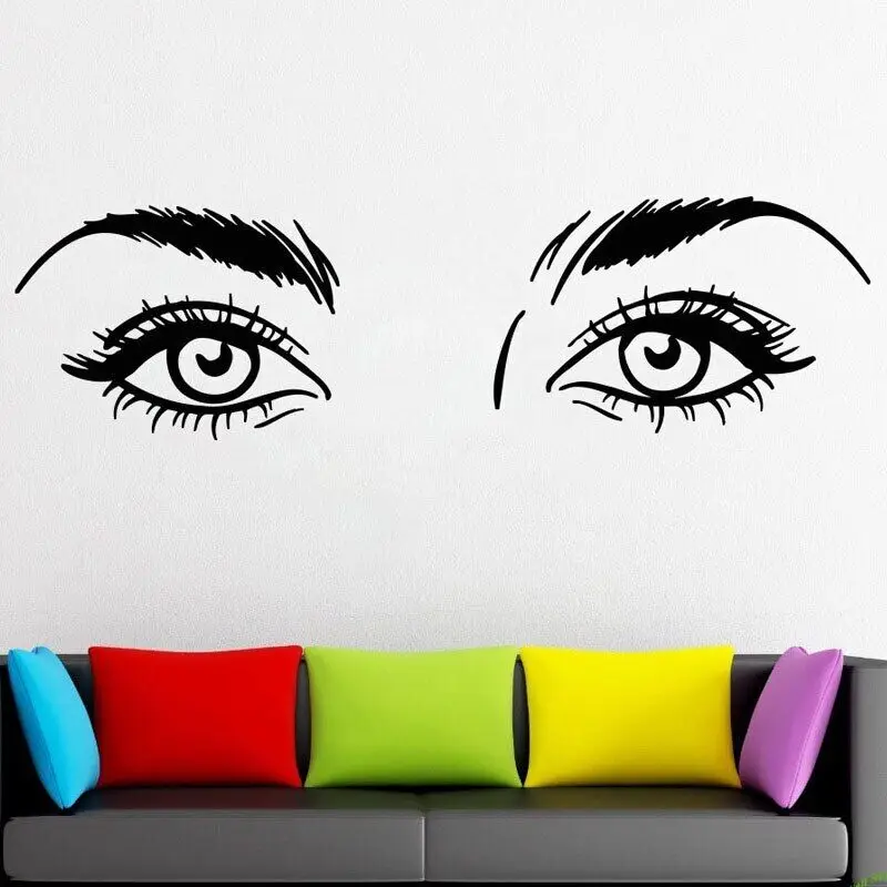 

Eyelashes Eye Wall Decal, Girls Eye Eyebrows Window Vinyl Sticker Beauty Salon Decoration Make Up Room Decoration 3064