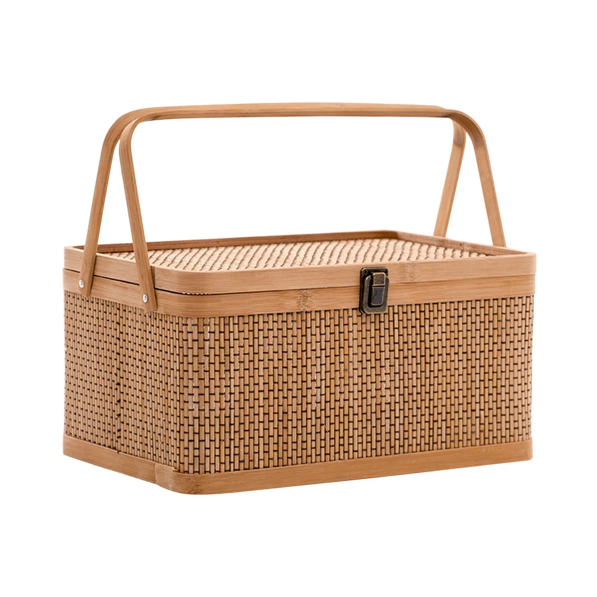 

Woven Storage Baskets Picnic Basket Basket Lock Lids Woven Woodchip Basket Egg Basket Picnic Food Holder