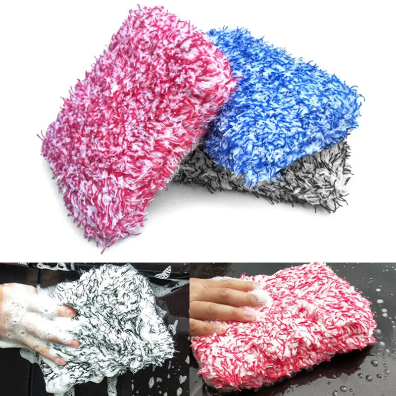 

Microfiber Coral Fleece Car Wipe Square Plush Car Wash Sponge Pad Absorbent Sponge Car Care Brush Car Wash Cleaning Towel
