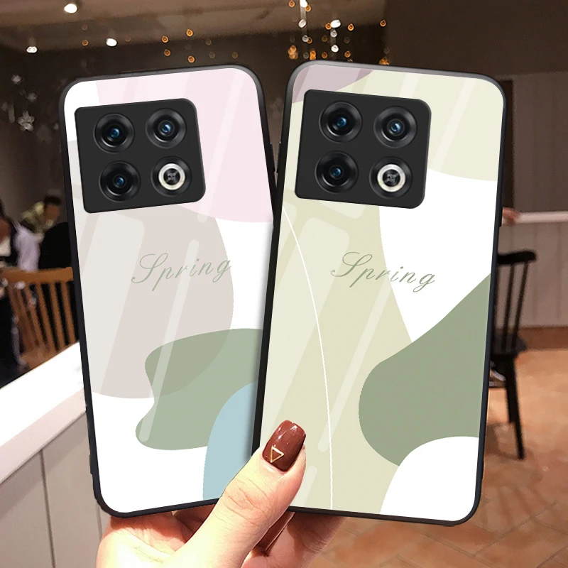 Summer Ice Cream Smile Face Tempered Glass Case for OnePlus 10 Pro Nord N10 N100 2 5G 9 8 8T 7 7T Pro 9R 9RT 6 6T Abstract Cover