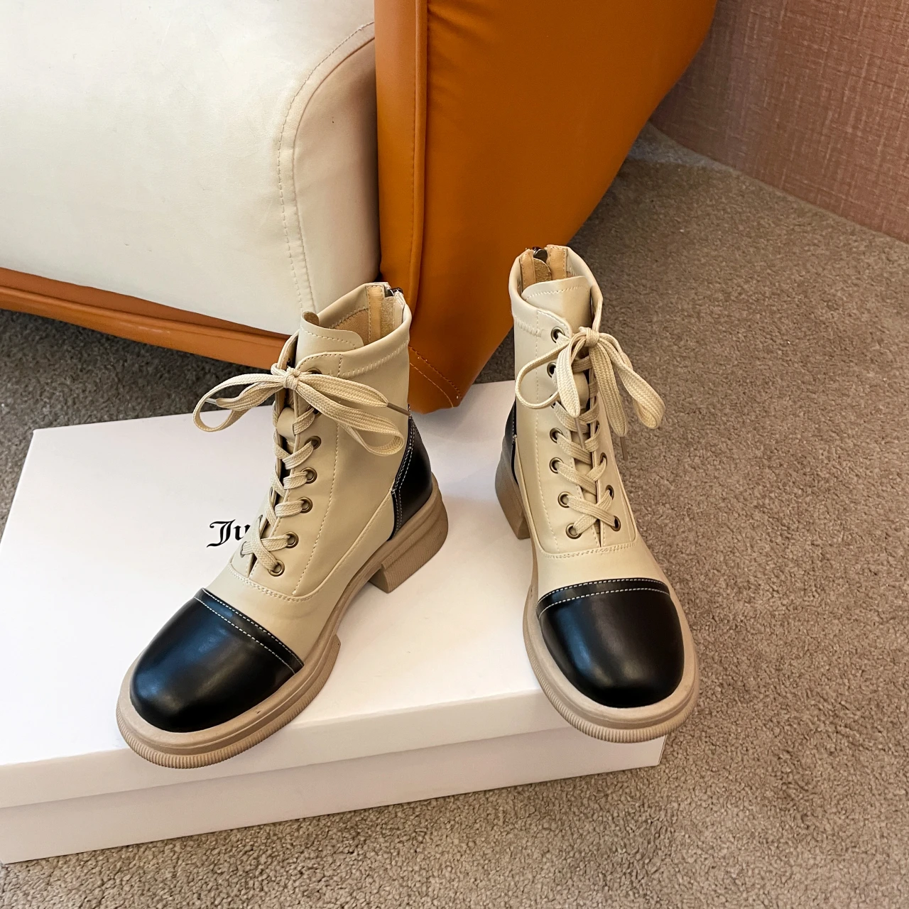 Boots For Girl Heeled Ankle Boots Lace-Up Autumn Shoes For Women  Casual women Boots Daily Footwear Size 35-40