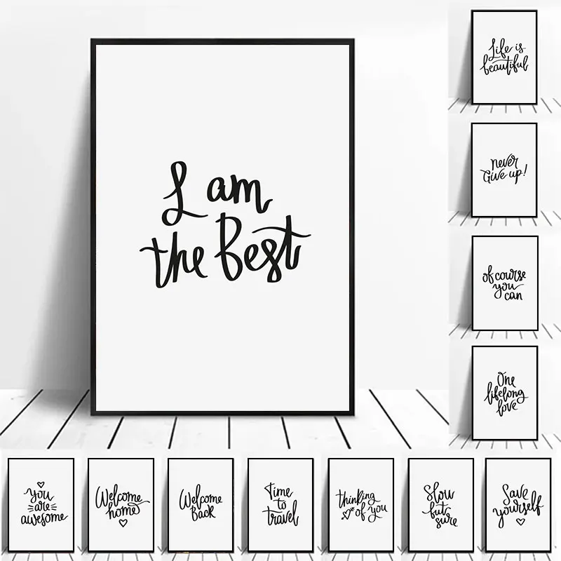 

Modern Black Short Sentences Canvas Art Painting Prints Motto Decorative Posters for Living Room Bedroom Home Wall Decor Picture
