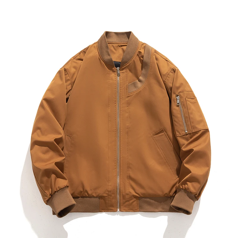 

Куртка мужская Базовая в стиле Харадзюку, уличная одежда свободного покроя, винтажная однотонная Повседневная бейсбольная куртка в стиле унисекс, весна-осень