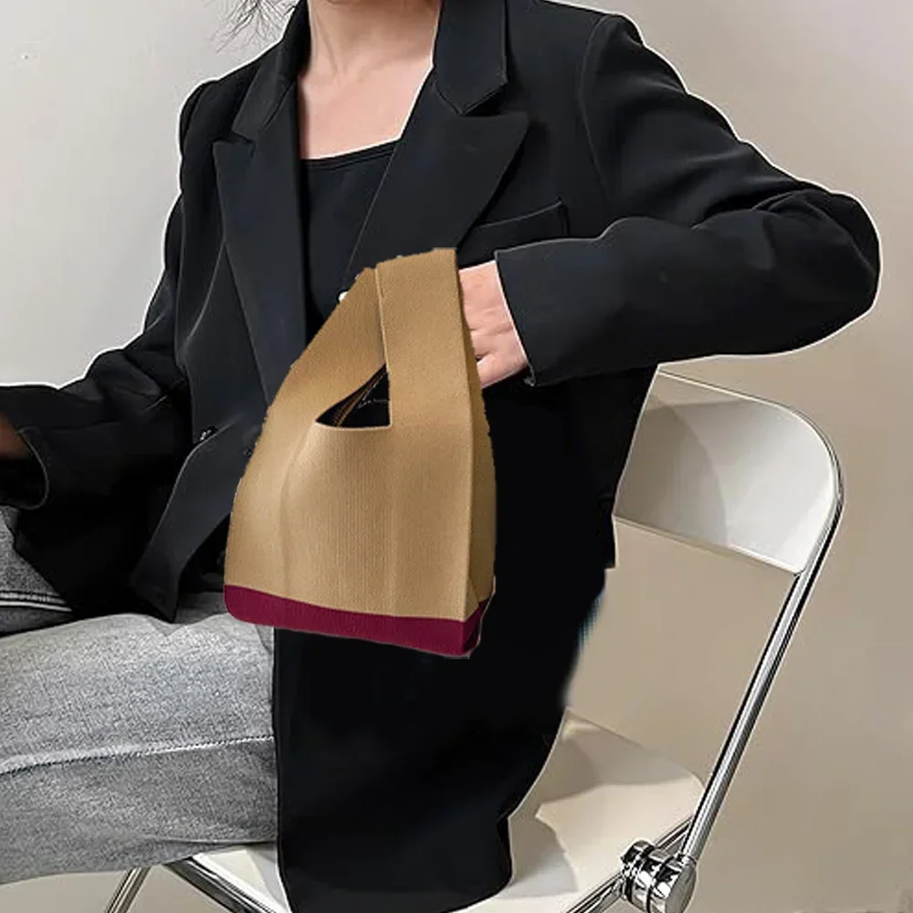 Женская вязаная сумка-тоут на запястье вязаный крючком органайзер кошелек для