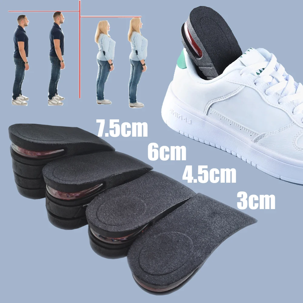 Adjustable Height Increase Insoles for Men Women Elevator Shoes Cushion Sneakers Heel Lifting Insert Heightening Insoles 3-7.5cm