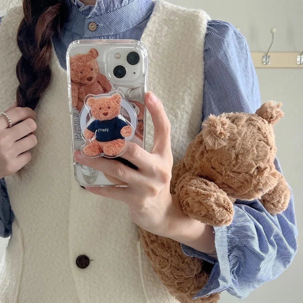 Чехол для iPhone 15 14 13 12 11 Pro Max с милым медведем