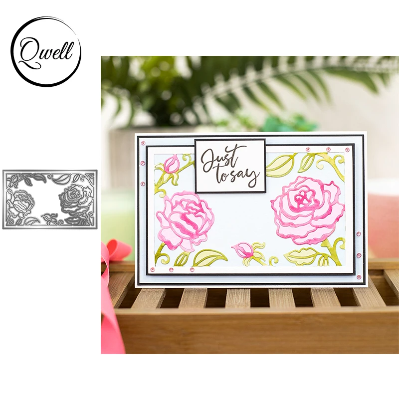 

QWELL Beautiful Rose Nesting Frame Metal Cutting Dies for DIY Scrapbooking Gift Card Crafting 2022 NEW ARRIVAL