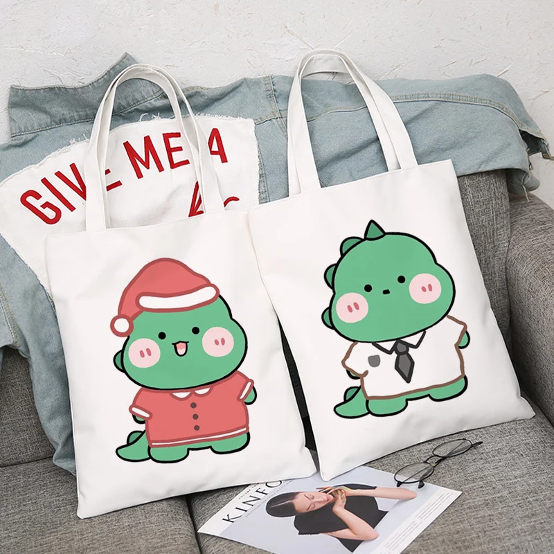 

Милые дамские сумочки для девочек с маленьким динозавром, повседневная вместительная сумка на плечо для покупок, складная многоразовая Хол...