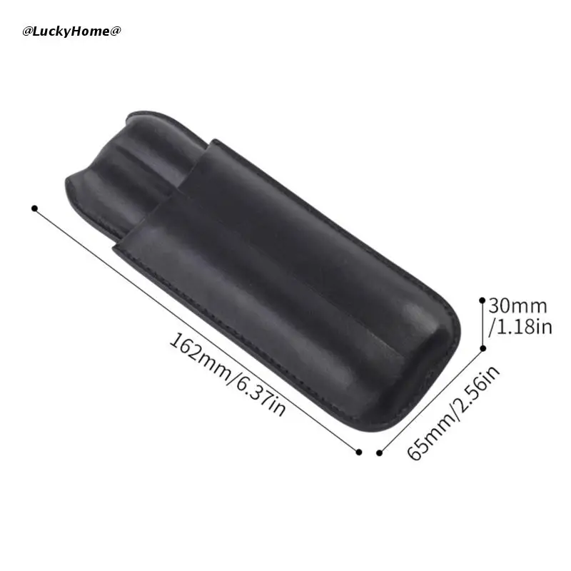 

11UA Leather Cigar Black Case 2 Tube Cigars Holder Travel Carrying Case Humidor Gift