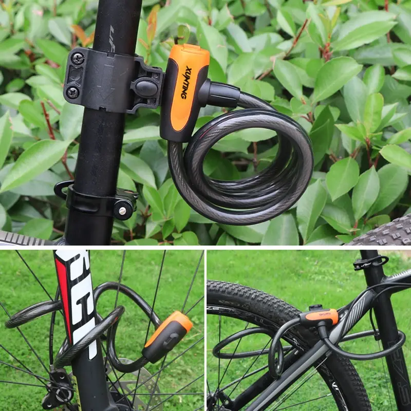 

Anti Theft Mountain Bike Cable Lock Key Electric Password Fixed Secure with Mounting Bracket Scooter Bicycle Lock