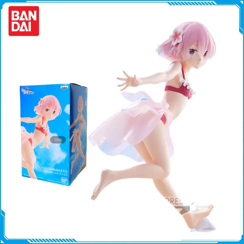 

Em Estoque Bandai Original Anime Figura Re: Zero Kara Hajimeru Isekai Seikatsu Ram Swimwear Action Figure Collection Model Toys