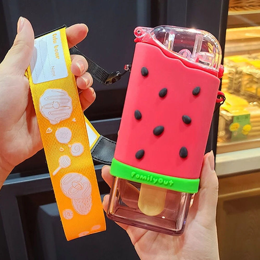 Портативная Детская Бутылка Для Воды С Соломой Защита От Утечек Милый Мультяшный