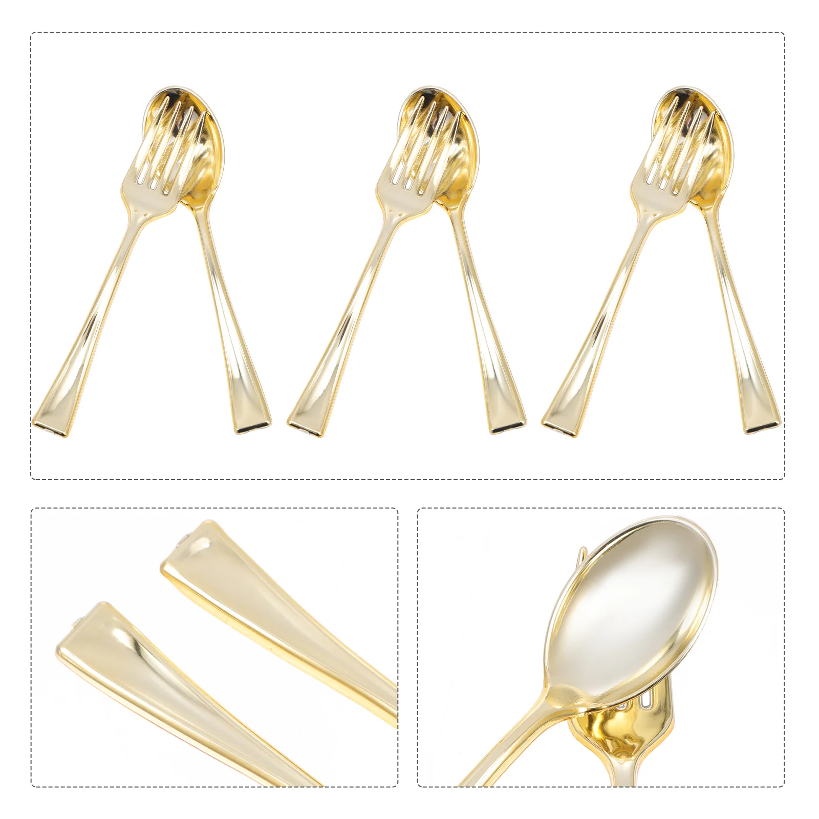 

1 Set Disposable Forks and Spoons Party Decorative Spoons Cake Serving Spoons