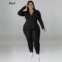 perl plus size hooded two piece sets women outfits curved hooded toppencil pants suit large size sports matching set streetwear