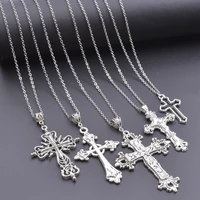 gothic religious jesus cross pendant grunge necklaces crucifix aesthetic collier croix for women men mystical gift jewelry