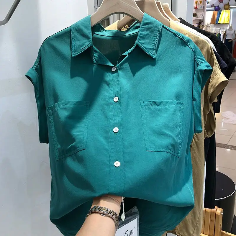 Винтажная белая рубашка на пуговицах топы летняя Новинка однотонная свободная