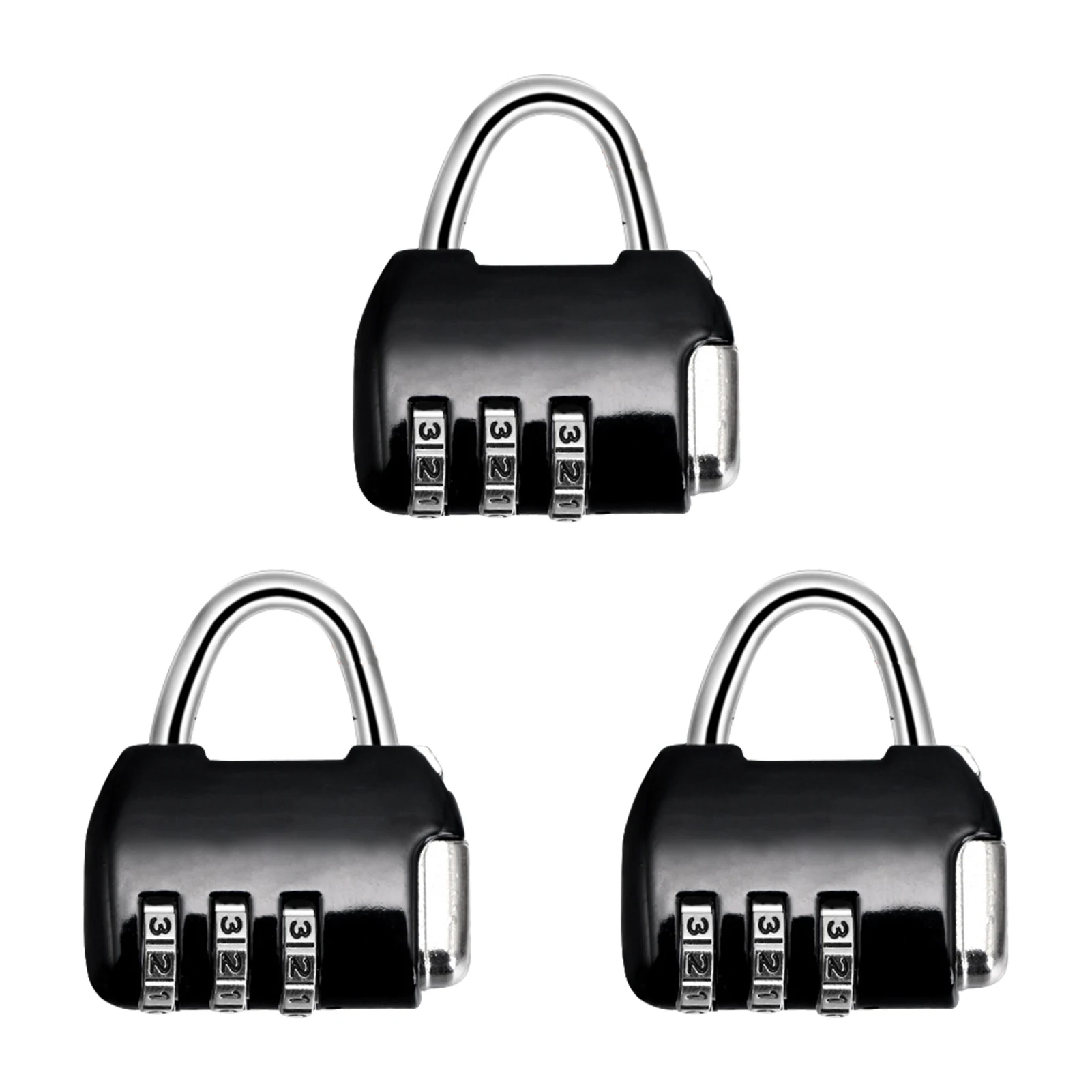 

3pcs Mini 3 Digital Password Lock Zinc Alloy Dormitory Password Padlock for Gym Luggage Home Office Security Combination Lock